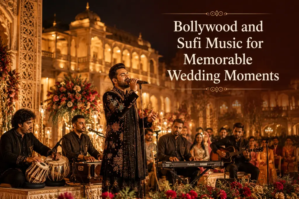 Bollywood Singer for Wedding and Sufi Singer in Jaipur performing at a luxury palace wedding with live musicians and guests